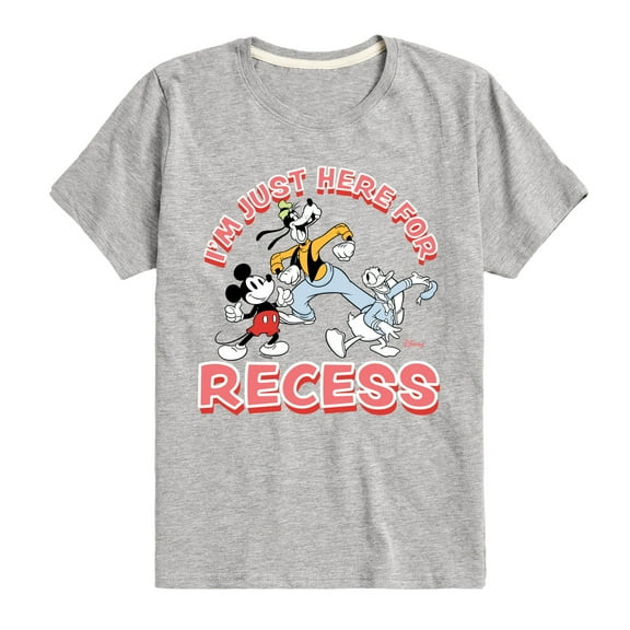 Disney - I'm Just Here For Recess - Toddler & Youth Short Sleeve Graphic T-Shirt