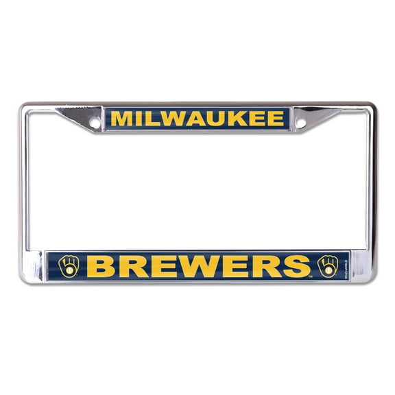 MLB Milwaukee Brewers Logo Mega Small Over Large License Plate Frame