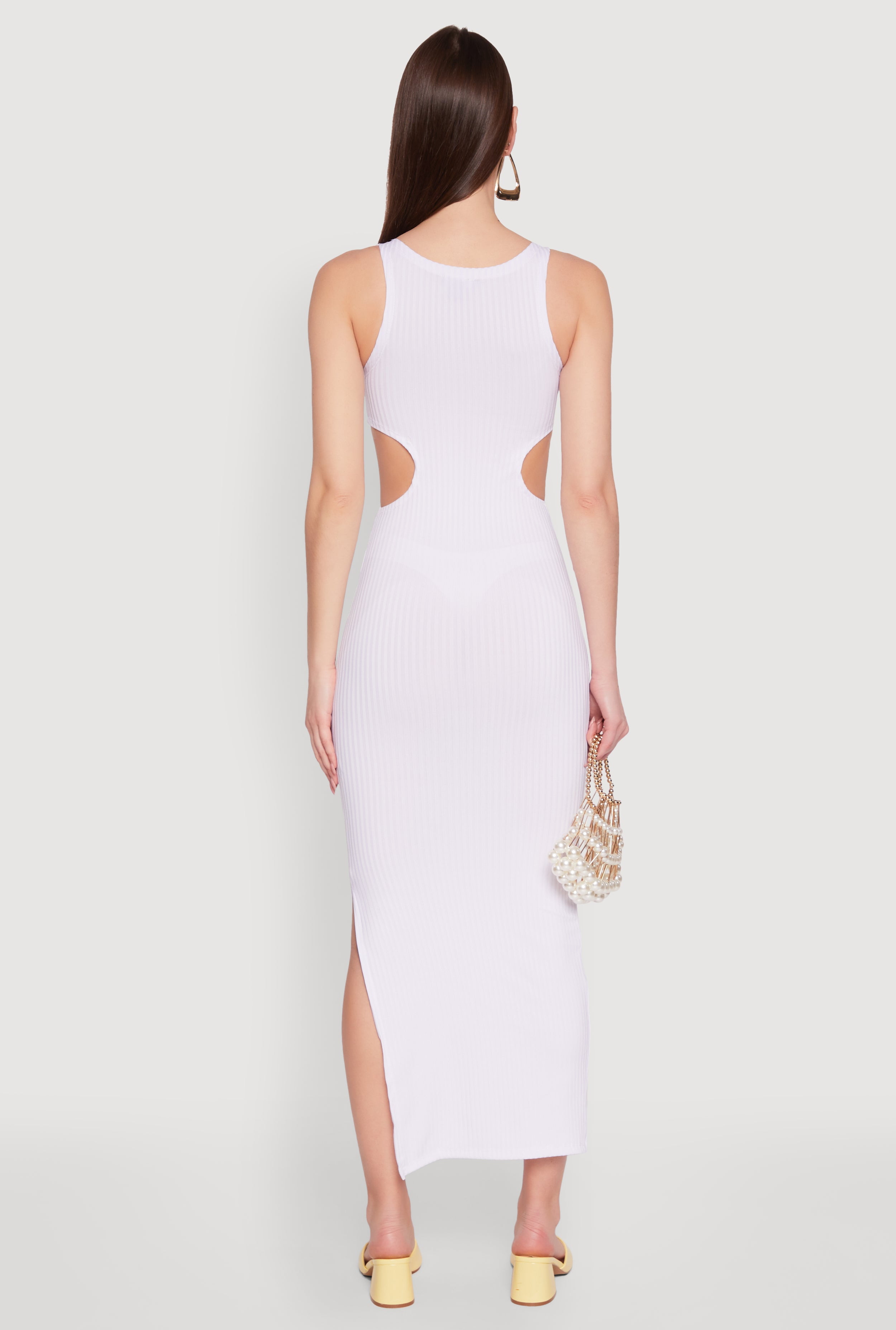 Womens Rib Knit Side Cut Out Maxi Dress - image 4