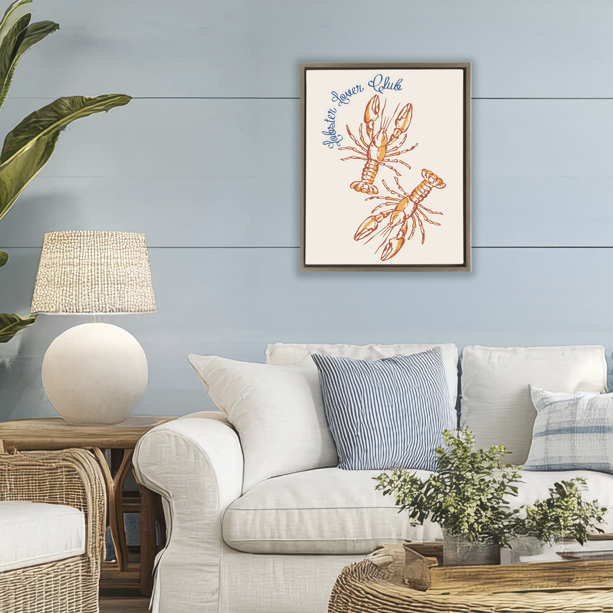 Stupell Industries Lobster Lover Club Brown Framed Floater Canvas Wall Art, design by The Prints Vibe