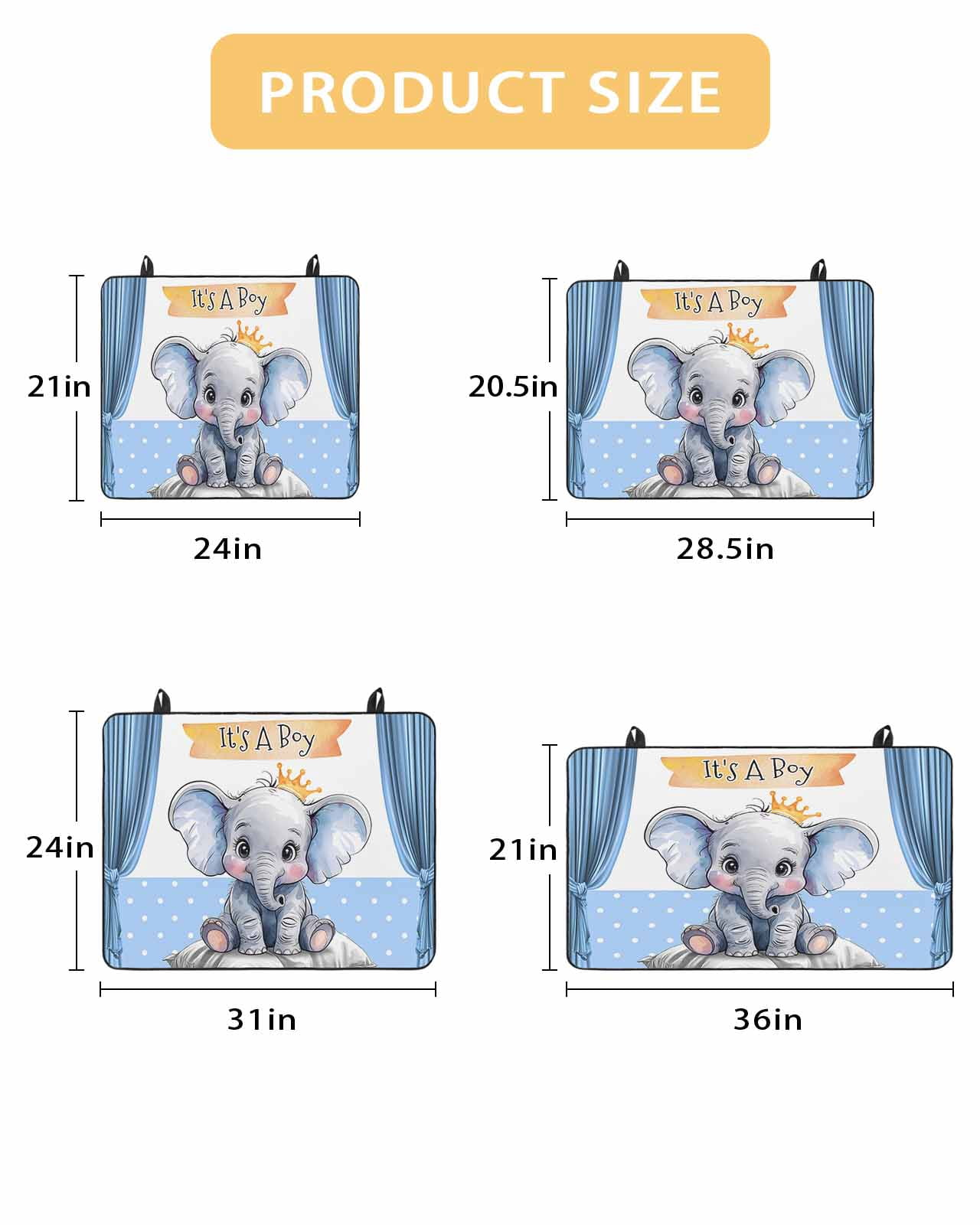 nqOlkjepod Large Induction Cooktop Protector Mat 24"x21", Blue Elephant Stove Top Covers for Electric Stove, Watercolor Cute Cartoon Animals Decorative Stove Burner Cover Mats, Glass Top Stove Cover