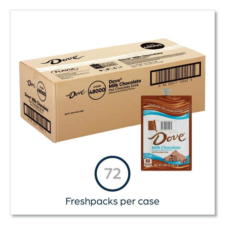 Dove Hot Chocolate Freshpack, Milk Chocolate, 0.66 oz Pouch, 72/Carton Dove Hot Chocolate Freshpack, Milk Chocolate, 0.66 oz Pouch, 72/Carton