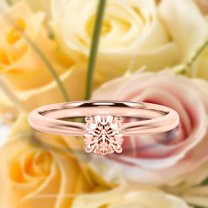 Gorgeous Minimalist 1.00 Carat Round Cut Morganite Solitaire Engagement Ring, Wedding Ring in 10k Solid Rose Gold, Gift For Her,Promise Ring, Anniversary Ring