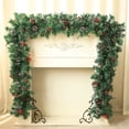 thumbnail image 1 of Guirnalda navideña de 8,8 pies, guirnalda navideña para exteriores, guirnalda de pino con bayas rojas, piñas de nieve, decoración navideña verde sin iluminación para exteriores o interiores,, 1 of 3