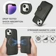 thumbnail image 2 of for iPhone 15 Case, Compatible with MagSafe, Detachable Magnetic Wallet Case with PU Leather Kickstand Card Slots Shockproof Protection 2 In 1 Function Case for iPhone 15, Black, 2 of 6