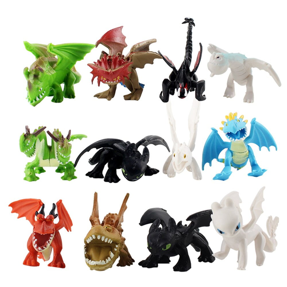 How To Train Your Dragon Light Night Fury Toothless 12PCS Action Figure Kids Toy 