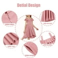 thumbnail image 6 of Oudiya Girls Off Shoulder Dress Flutter Sleeve Summer Midi Swing Dress with Pockets Formal Dress Pink 4-13Y, 6 of 8