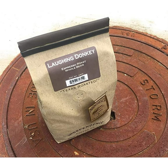 Independence Coffee- whole bean espresso roast. Laughing Donkey. Perfect for those days where you need a nice cup of Coffee with a extra kick. Dark bold rich flavor.