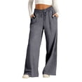 thumbnail image 3 of jiaxiM Wide Leg Dress Pants for Women High Elastic Waisted Palazzo Pants for Women Dressy Drawstring Cozy Trousers Lounge Pants for Work Business Casual, 3 of 7
