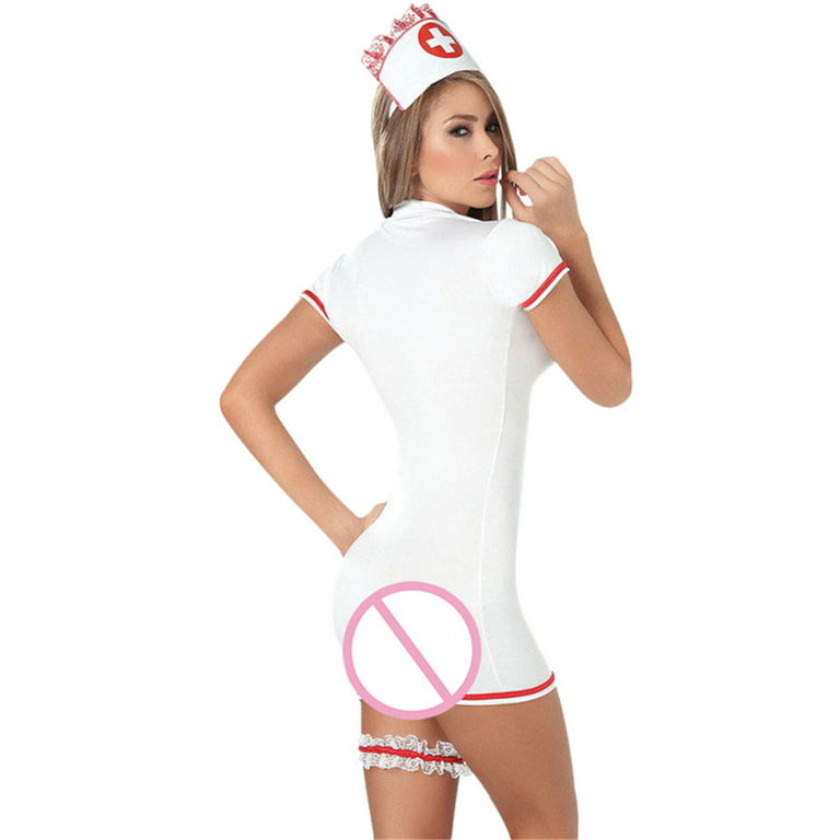 Lingerie for Women Plus Size Sexy Nurse Costume Cosplay Uniform Deep V  Onesie Bodycon Maid Suit Docter Skirt Outfit 