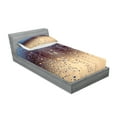 thumbnail image 2 of Ambesonne Nature Fitted Sheet & Pillow Sham Set, Rainy Day Window Effect, Twinxl, Blue Tan Brown, 2 of 2