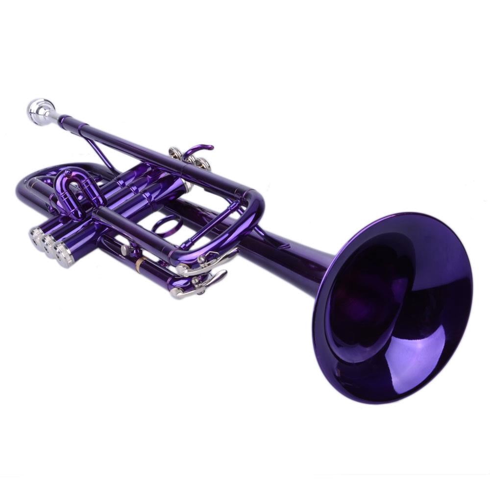 SamyoHome Bb Beginner School Band Trumpet with Mouthpiece Case, Purple