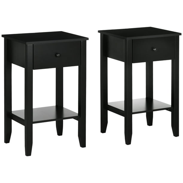 Side Table Set of 2, End Tables with Drawer and Bottom Shelf Walmart.ca