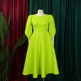 thumbnail image 3 of AURA Women’s Flared Mid Length Dress Round Neck Three Quarter Sleeve High Waist Zipper S XXXL, 3 of 7