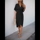 thumbnail image 4 of Vestidos de Corta para Mujer, Cuello en V, Plisados, Ajustados, Fluidos, con Vuelo, Corte Recto, Irregulares, Midi. Negro XL, 4 of 10