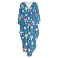thumbnail image 5 of SEANATIVE Kaftan Dresses for Women Plus Size Beach Cover Up Loose Kaftan Caftan Maxi Dress Loungewear Lightweight Flowey Coverups for Summer Beach Pool, Cartoon Mushroom Daisy Leaf Blue, 5 of 7