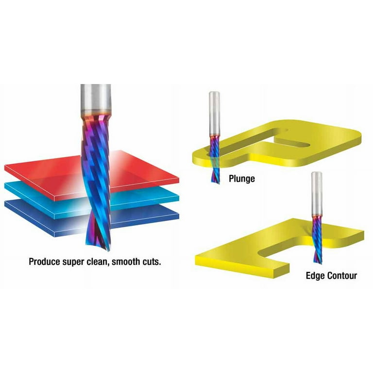 Amana Tool Solid Carbide CNC Spiral 'O' Bit – 1/16" Dia, Up-Cut, 1/4" Shank