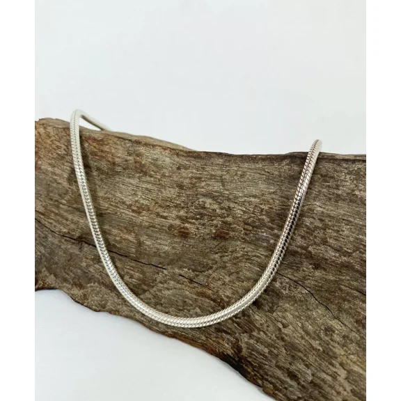 Solid 925 Sterling Silver Italian 3.5mm ROUND SNAKE Chain Necklace - By Oliver & Navy