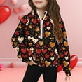 thumbnail image 2 of SERTG Girls Valentines Half Zip Sweatshirt Hoodless Stand Collar Thumbhole Cuffs Kids Long Sleeve Casual Pullover Everyday Top(Multicolor#4,13 Years), 2 of 5