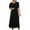 Black, variant on Herrnalise Summer Dresses for Women 2024 Trendy Loose Crewneck BohoDress Ruffle Puff Sleeve High Waist Midi Beach Dress Elbow-Length Sleeve Long Dress Black