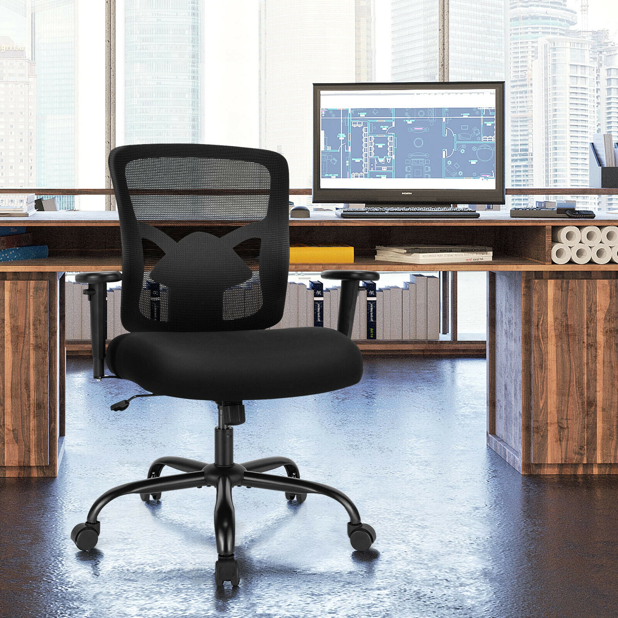 Gymax 400LBS Mesh Big & Tall Office Chair Swivel Task Chair w/ Lumbar Support