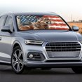 thumbnail image 3 of Xoenoiee Leopard American Flag Pattern Car Windshield Sunshade UV Ray Reflector Auto Window Sun Shade Visor Shield Cover with Suction Cups, Keeps Vehicle Cool, 3 of 7