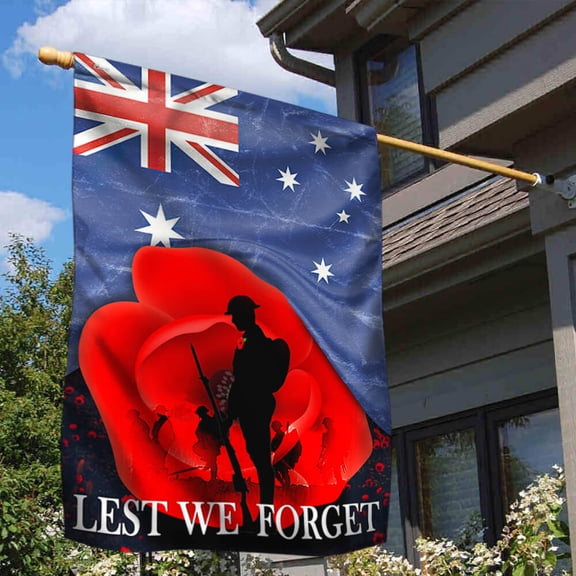 FLAGWIX American Flag - Veteran Poppy Australian Flag Lest We Forget TTV476F - House Flag (29.5" x 39.5")