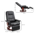 thumbnail image 6 of Demi Bonn Faux Leather Manual Recliner, Adjustable Swivel Lounge Chair with Footrest, Armrest and Wrapped Wood Base for Living Room, Black, 6 of 7