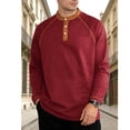thumbnail image 2 of Timegard Long Sleeve Shirts for Men Collared Button V Neck Drop Shoulder Golf Shirts Fall Casual Loose Fitting Muscle Tee(Wine,S), 2 of 5