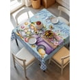 thumbnail image 2 of Easter Suqare Tablecloth - 54 x 54 Inch, Gnomes Colorful Dots Eggs Truck Flowers Blue Plaid Waterproof & StainResistant Tablecloth, Washable Oil-proof Table Cover for Dining/Party/Wedding/Buffet, 2 of 9