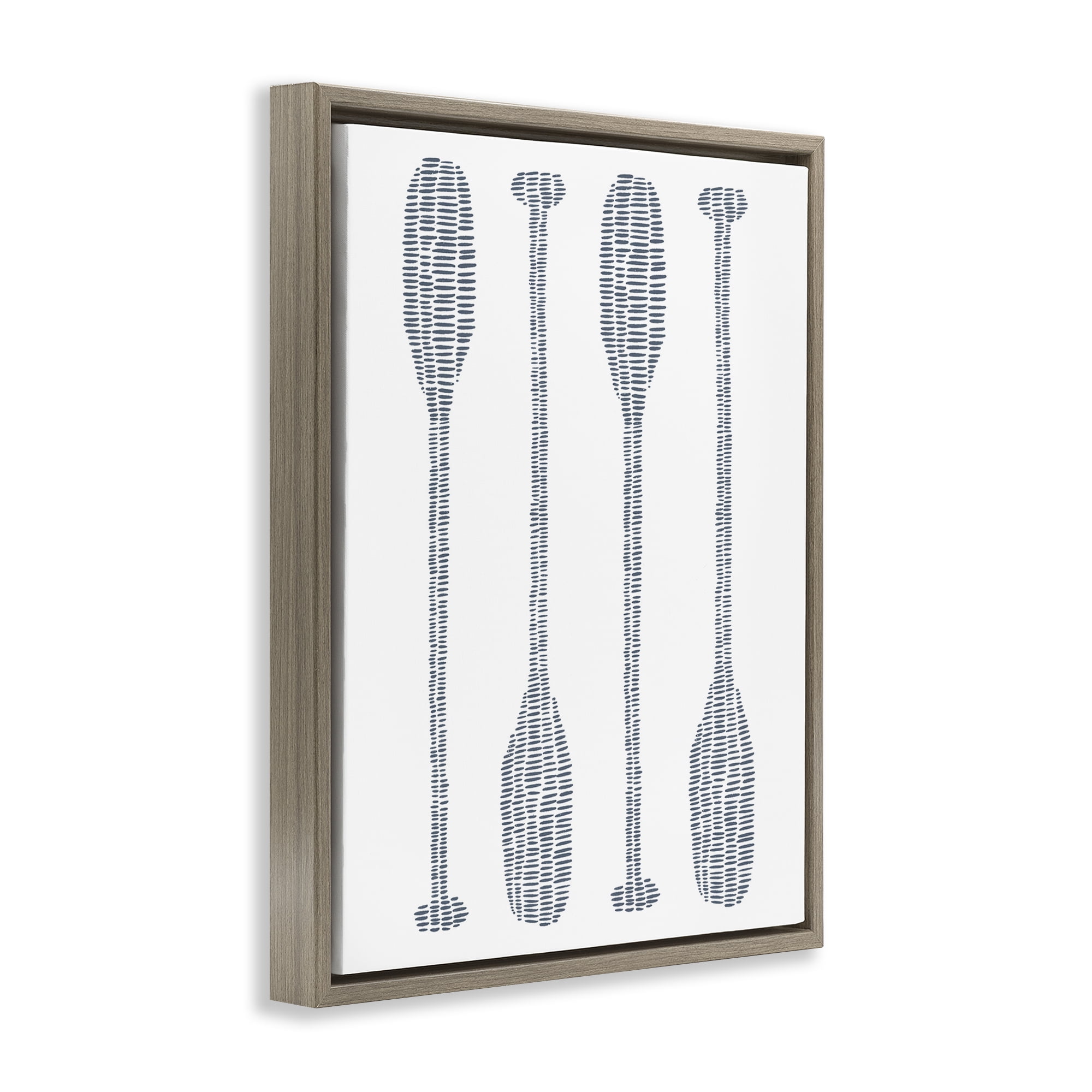 Stupell Industries Minimal Boat Oars Coastal Painting Brown Floater Framed Canvas Art Print Wall Art, 25 x 31