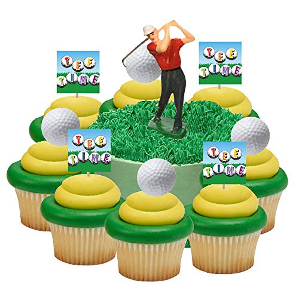 Golfer Cake Topper with 12 Golf Theme Cupcake Picks