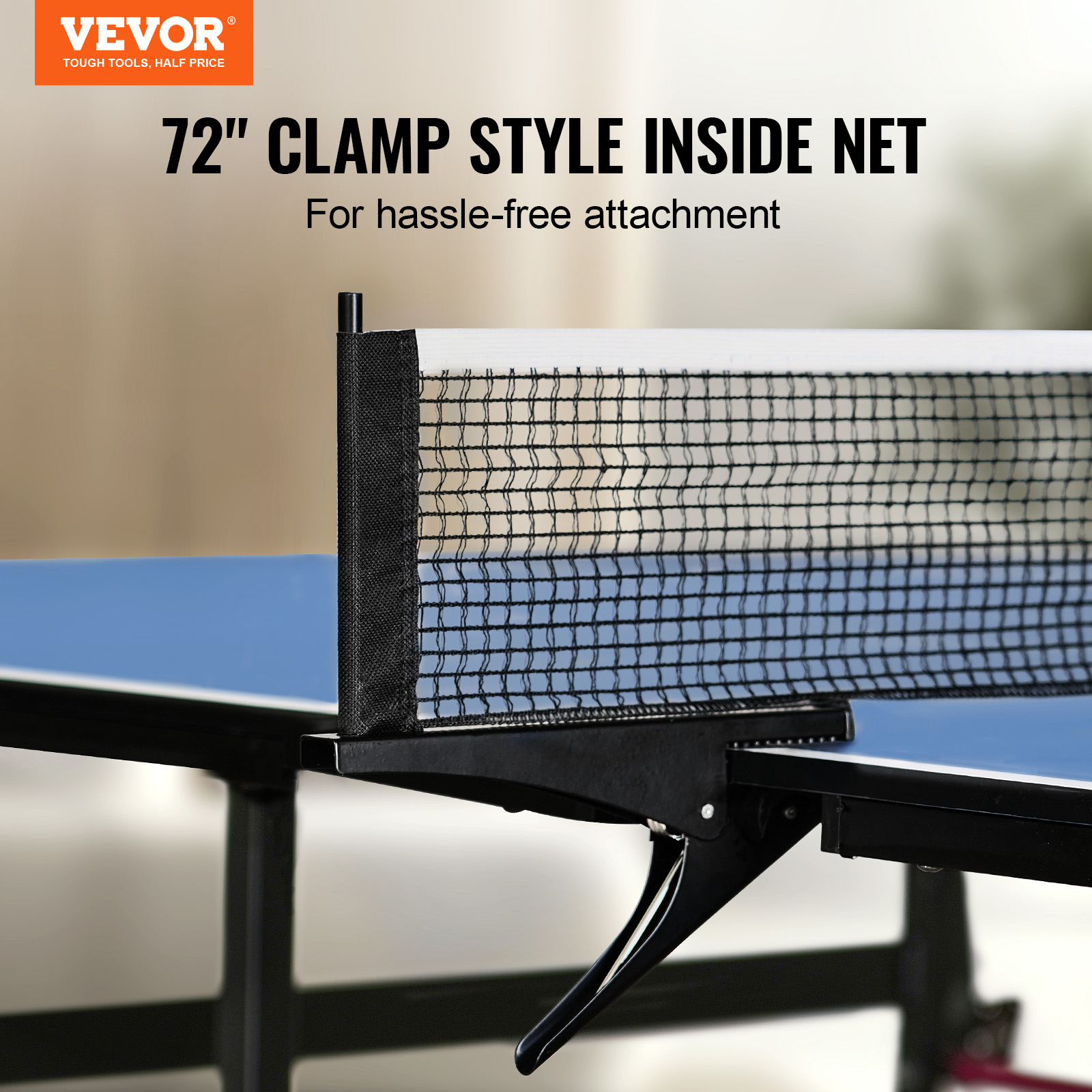 VEVOR Ping Pong Table,Professional Table Tennis Game, Indoor MDF Portable Table Tennis Table, Foldable Ping Pong Table with Quick Clamp Net and Lockable Wheel,10 Minute Easy Assembly,12mm Tabletops