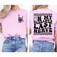 thumbnail image 5 of On My Husband’s Last Nerve T-Shirt – Funny Wife Life Graphic Tee, Cute Sarcastic Shirt for Women, Comfortable Cotton Unisex Fit, Full Color Print Gift for Wife, Girlfriend, or Anniversary, 5 of 7