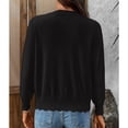 thumbnail image 2 of SWSMCLT Women's Casual Cardigan Comfy Jagged Elastic Cuffs Curvy Autumn Breathable Cardigan Sweaters Black X-Large, 2 of 5