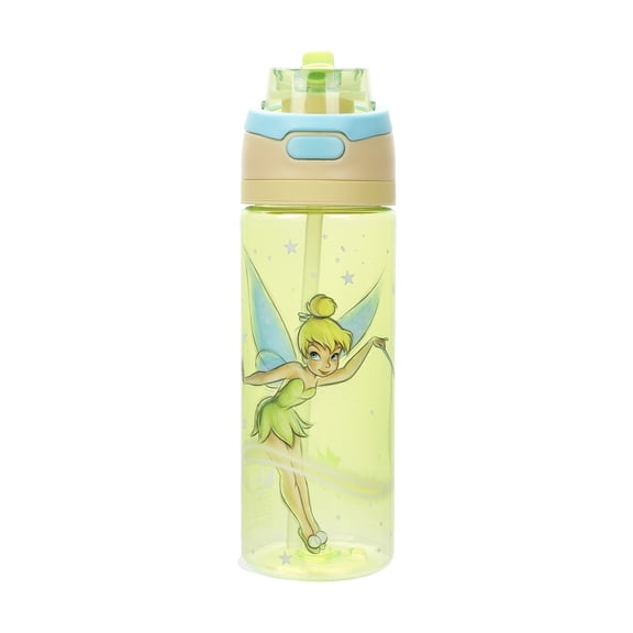 Tinker Bell Character Art Green 24 Oz Plastic Water Bottle With Dual Spout Lid