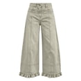 thumbnail image 4 of Hvogkswy Wide Leg Jeans for Women Trendy Polka Dot Light Wash Denim Pants Loose Stretchy Denim Pants with Ruffle Hem, 4 of 7