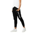 thumbnail image 3 of Daxton Adult Unisex Basic Black Jogger Sweatpants USA Cities States White Letters - New York, 3XL, 3 of 5