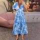 thumbnail image 1 of Puntoco Vestido De Manga Corta Con Cuello En V, Nuevo Vestido Suelto De Gran Elasticidad Con Cuello En V Floral Para Vacaciones En La Playa Para Mujer Azul Cielo Xxxl, 1 of 6