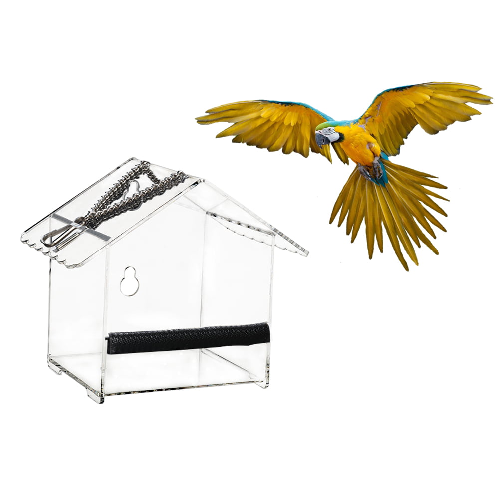 Wild Bird Feeder Clear Food Box Hanging Feeding Pet Parrot Garden Yard Decor US