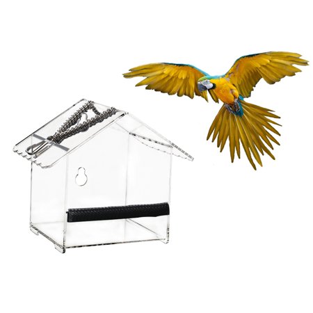 Bird Feeder House Window Bird Feed Box Hanging Parrot Food Feeder