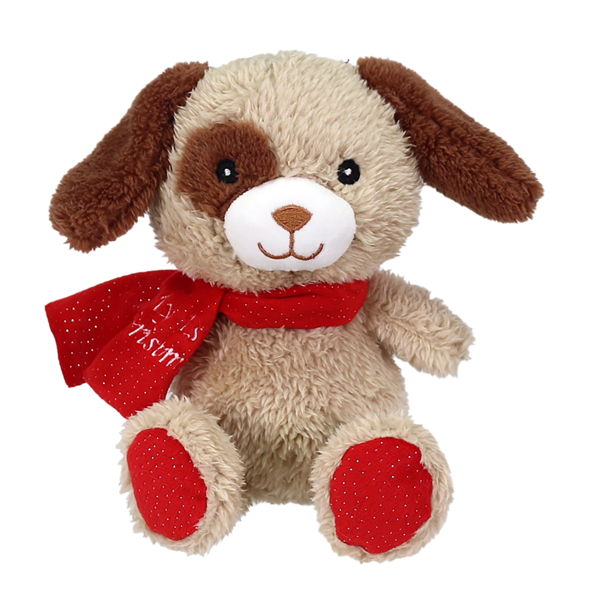 (2 pack) Brown First Christmas Dog Child's Plush Toy, 7 in, by Holiday Time