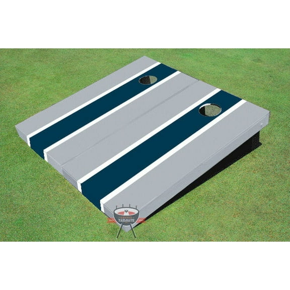 Navy and Gray Long Stripe Cornhole Boards