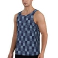 thumbnail image 2 of Zufioo Blue Gingham Buffalo Check Print Men's Vest, Sleeveless Quick-drying Muscle T-shirt, Suitable for Sports Fitness, Home Leisure Wear-3X-Large, 2 of 7