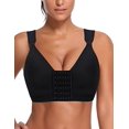 thumbnail image 1 of Women Post-Surgery Front Closure Sports Bra… (Black, Medium), 1 of 2