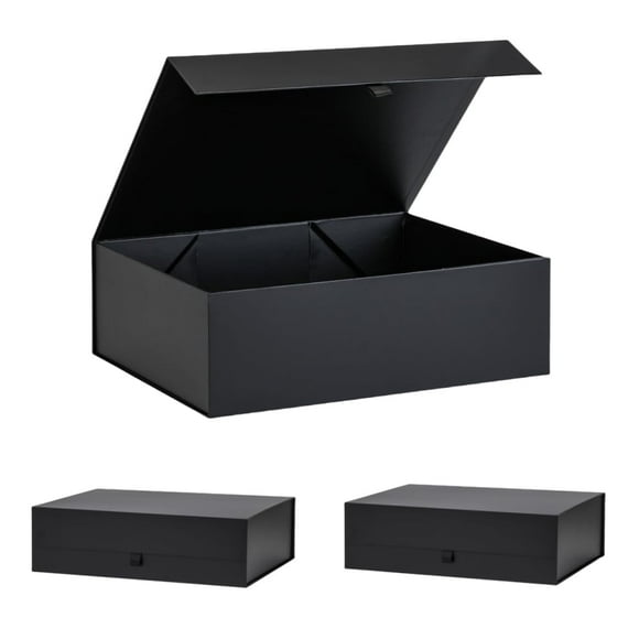 Caja de regalo PLINJOY extra grande negra 42 x 36 x 14 cm, paquete de 3