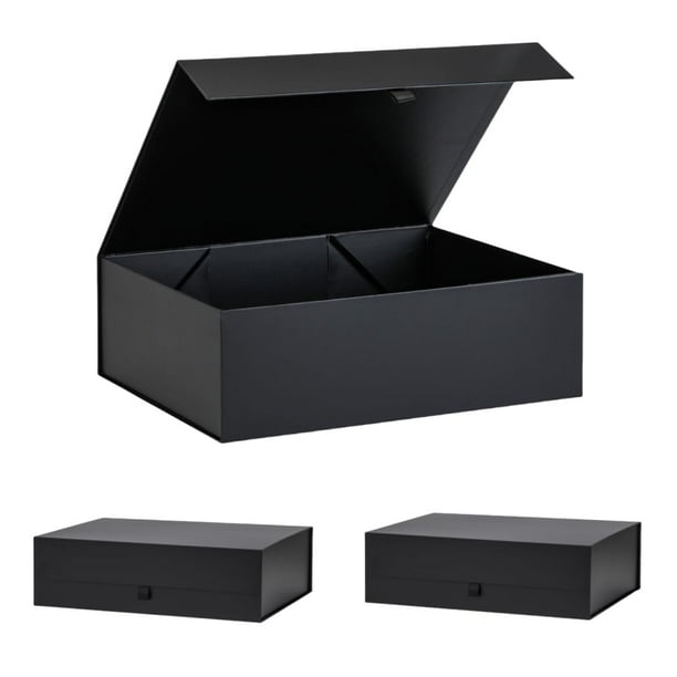 Caja de regalo PLINJOY extra grande negra 42 x 36 x 14 cm, paquete de 3
