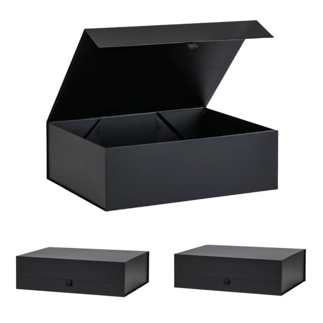 Caja de regalo PLINJOY extra grande negra 42 x 36 x 14 cm, paquete de 3