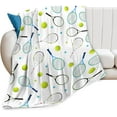 thumbnail image 2 of Tennis Blanket Rackets and Balls Fleece Throw Blanket Super Soft Warm Cozy Fuzzy Plush Sports Blanket Gifts for Girls Boys Kids Room Decor 60"X80", 2 of 6