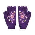 thumbnail image 2 of Helii Women's Hand Embroidered Knitted Flower Fingerless Gloves, One Size, 2 of 6